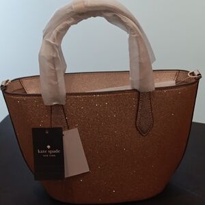 kate spade rose gold glitter mini tote